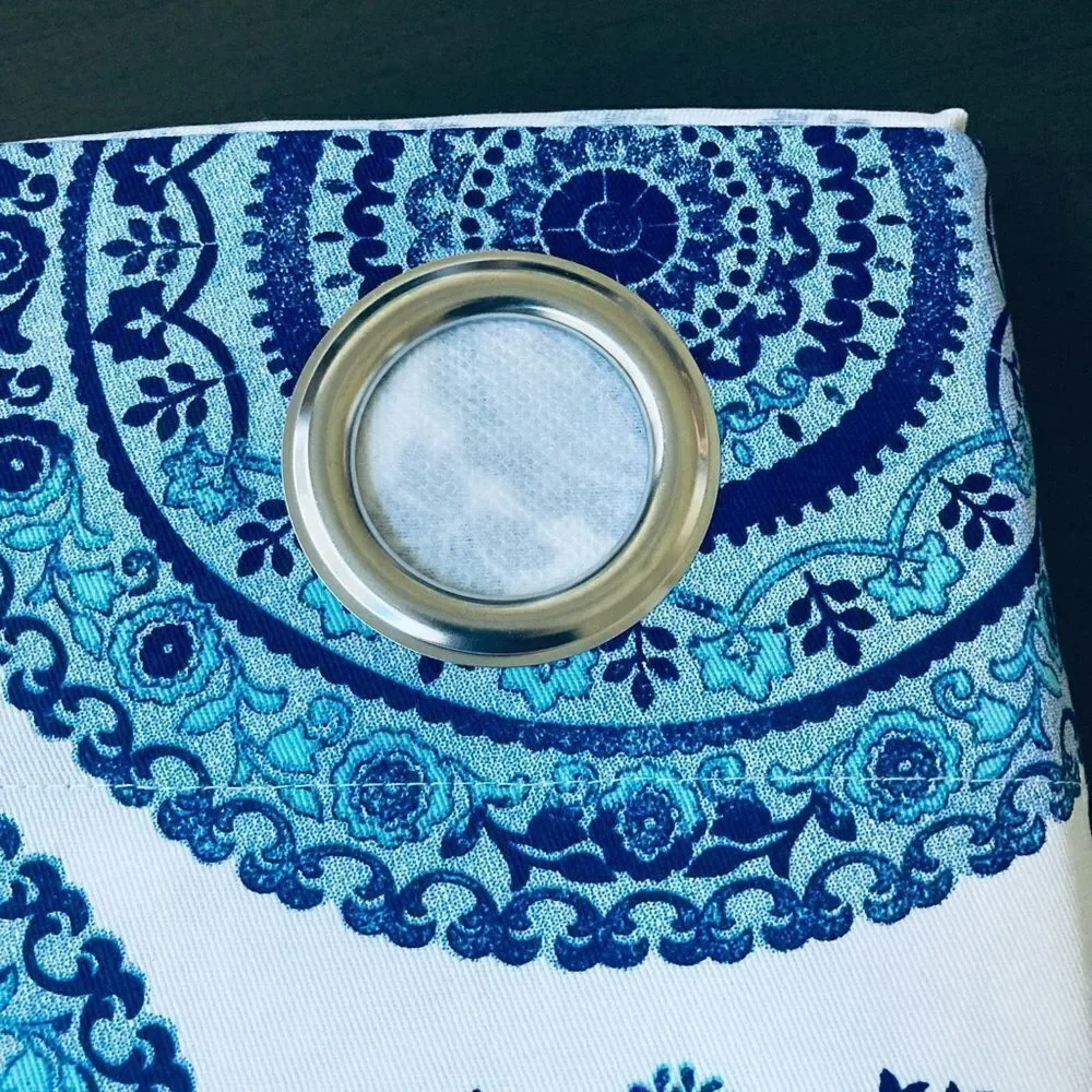 NWT Blue White Mandala Fabric Grommet Curtain Panel